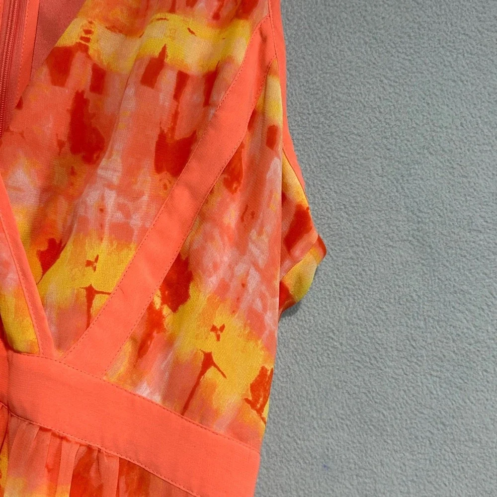 Calvin Klein Maxi Dress‎ Womens 8 Orange Yellow lightweight Side Slits Resort